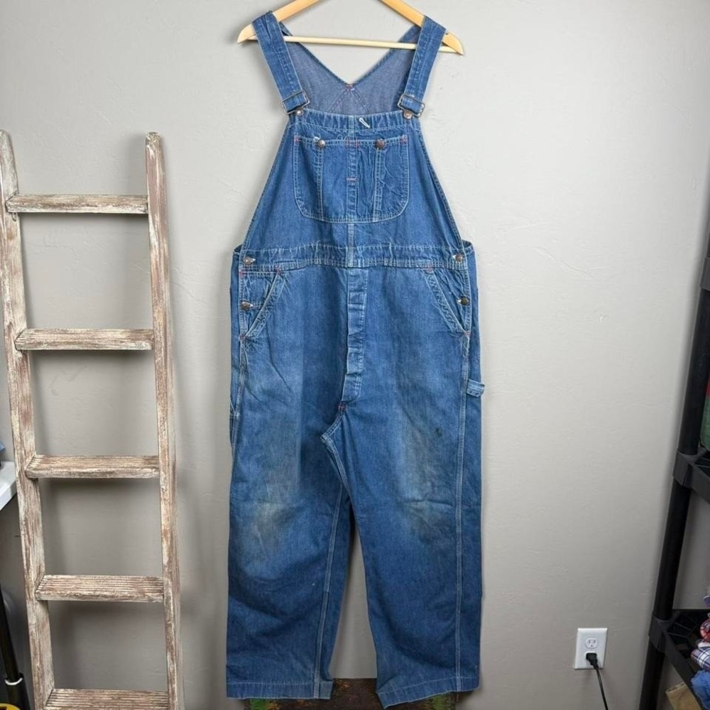 Vintage 70s Big Mac Blue Denim Workwear Overalls size 41x28, USA